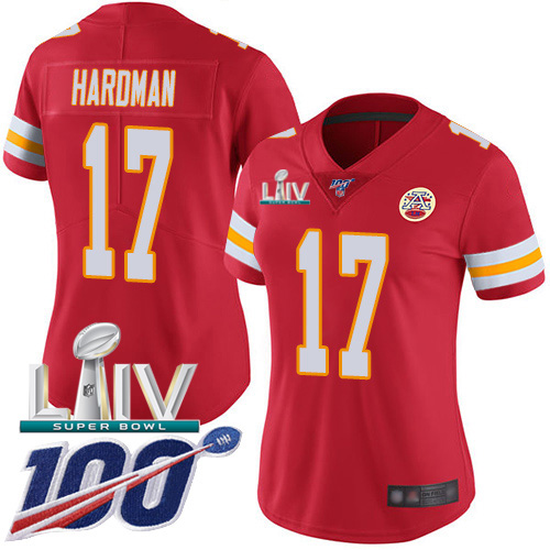 Kansas City Chiefs Nike #17 Mecole Hardman Red Super Bowl LIV 2020 Team Color Women Stitched NFL 100th Season Vapor Untouchable Limited Jersey
